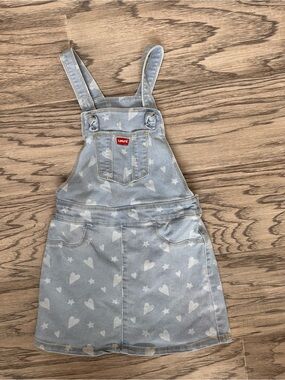 Levi's Light Blue Heart & Star Denim Overalls Dress